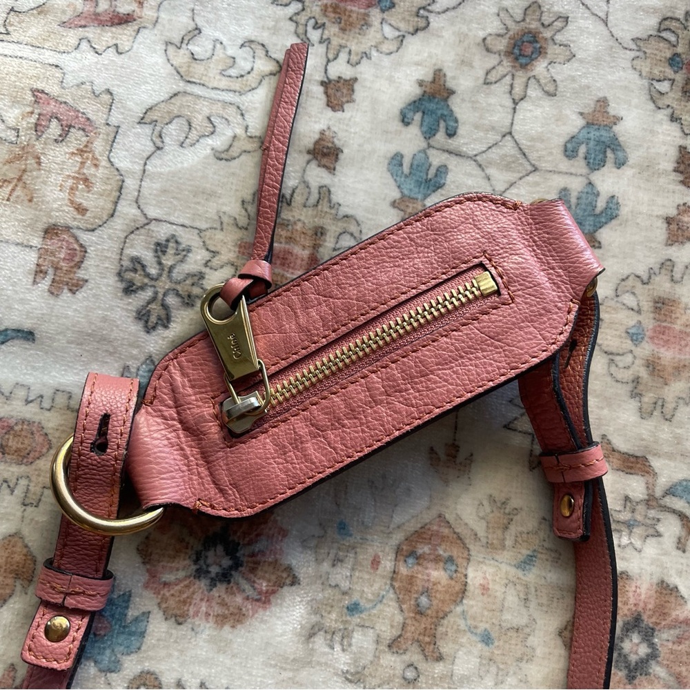 Chloe Coral Pink Elsie Grained Leather Crossbody Bag - Picture 9 of 11